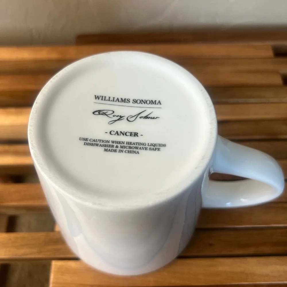 Williams Sonoma Rory Dobner Cancer Zodiac Mug White Porcelain Crab Astrology 4in